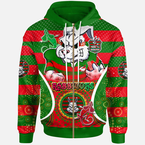 rabbitohs-rugby-hoodie-custom-angry-rabbitohs-100-south-personalised-player-and-number-aboriginal-pride-hoodie