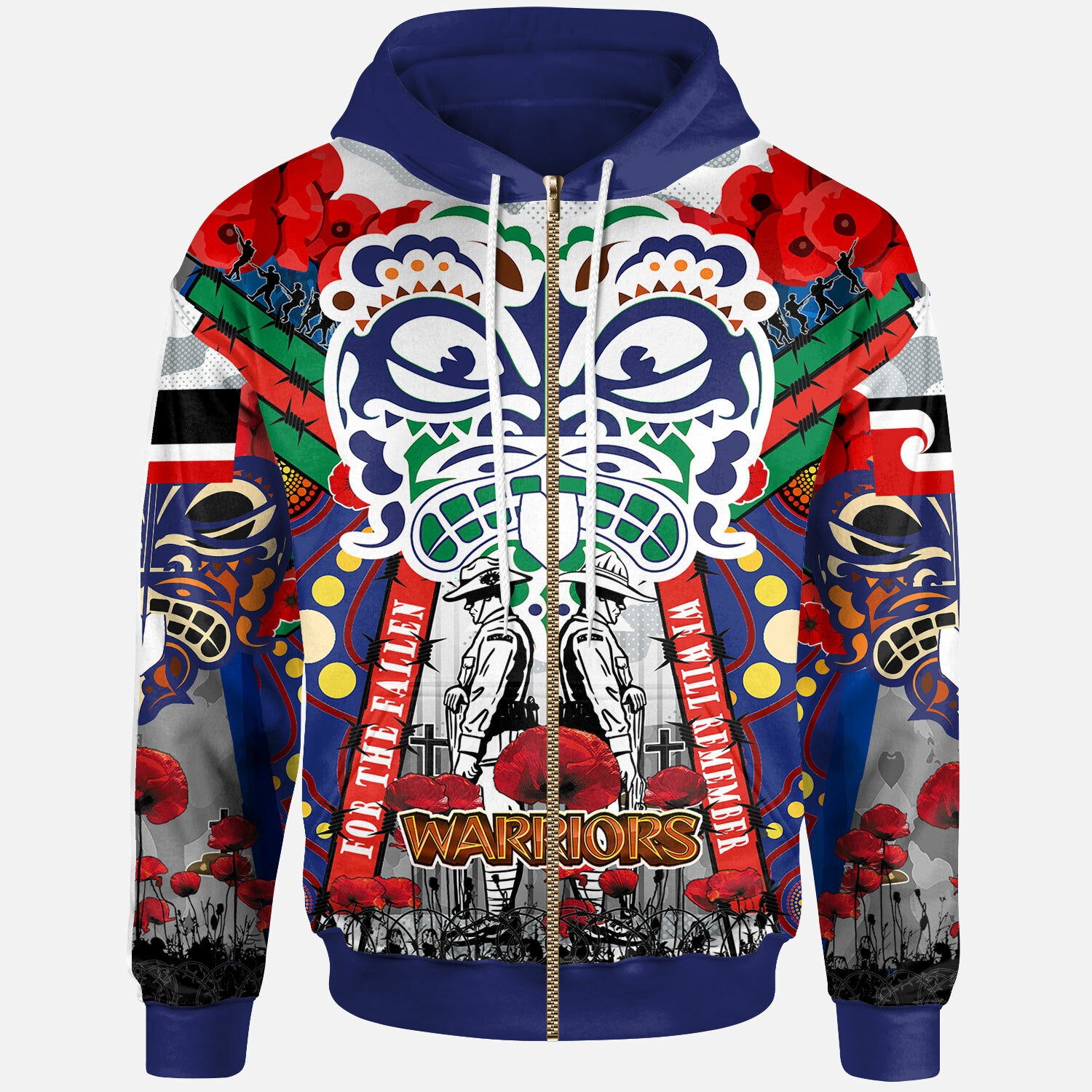 warriors-rugby-anzac-watercolor-custom-hoodie-remembrance-new-zealand-warriors-with-maori-tino-rangatiratanga-flag-hoodie