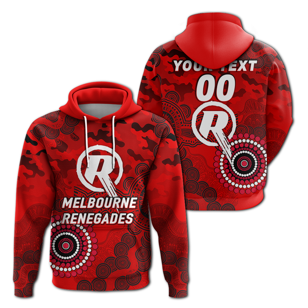 (Custom Personalised) Melbourne Renegades ANZAC Day Aboriginal Hoodie - LT12