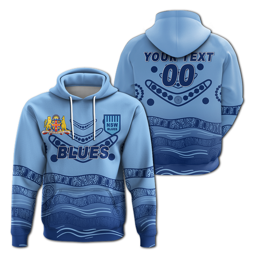 (Custom Personalised) New South Wales Blues Aboriginal  Indigenous Hoodie - LT12