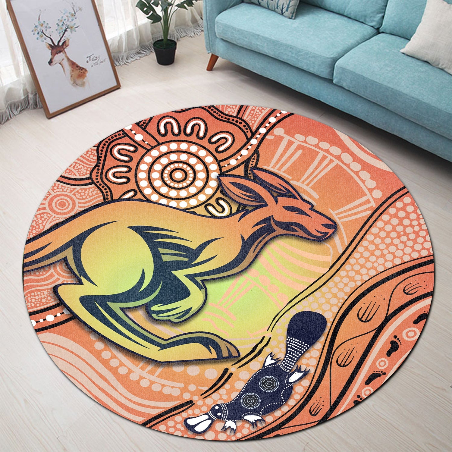 kangaroos-indigenous-round-carpet-beautiful-life