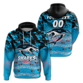 (Custom Personalised) Sharks Rugby ANZAC Day Camouflage Indigenous Art Hoodie - LT12