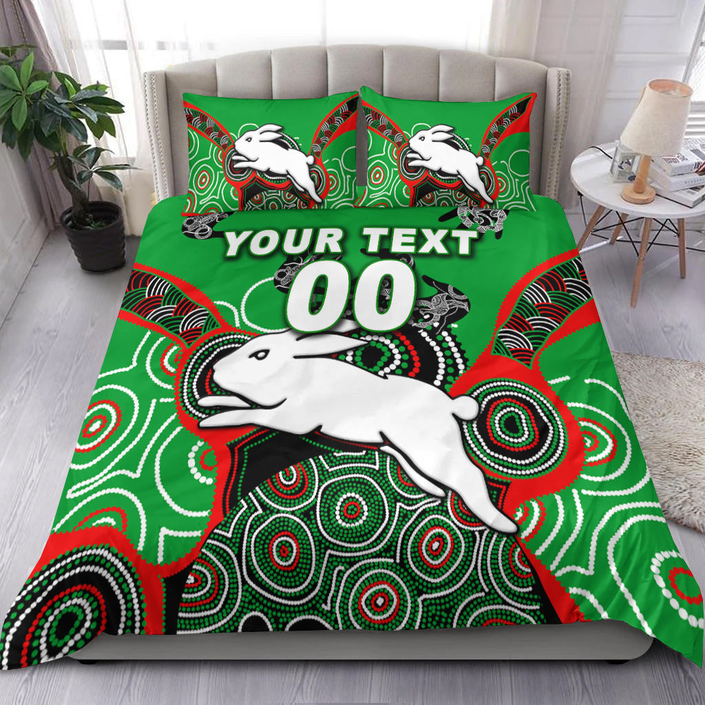(Custom Personalised) Rabbitohs Rugby Aboriginal Art Bedding Set - LT12