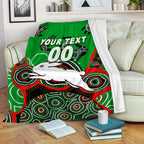 (Custom Personalised) Rabbitohs Rugby Aboriginal Art Blanket - LT12