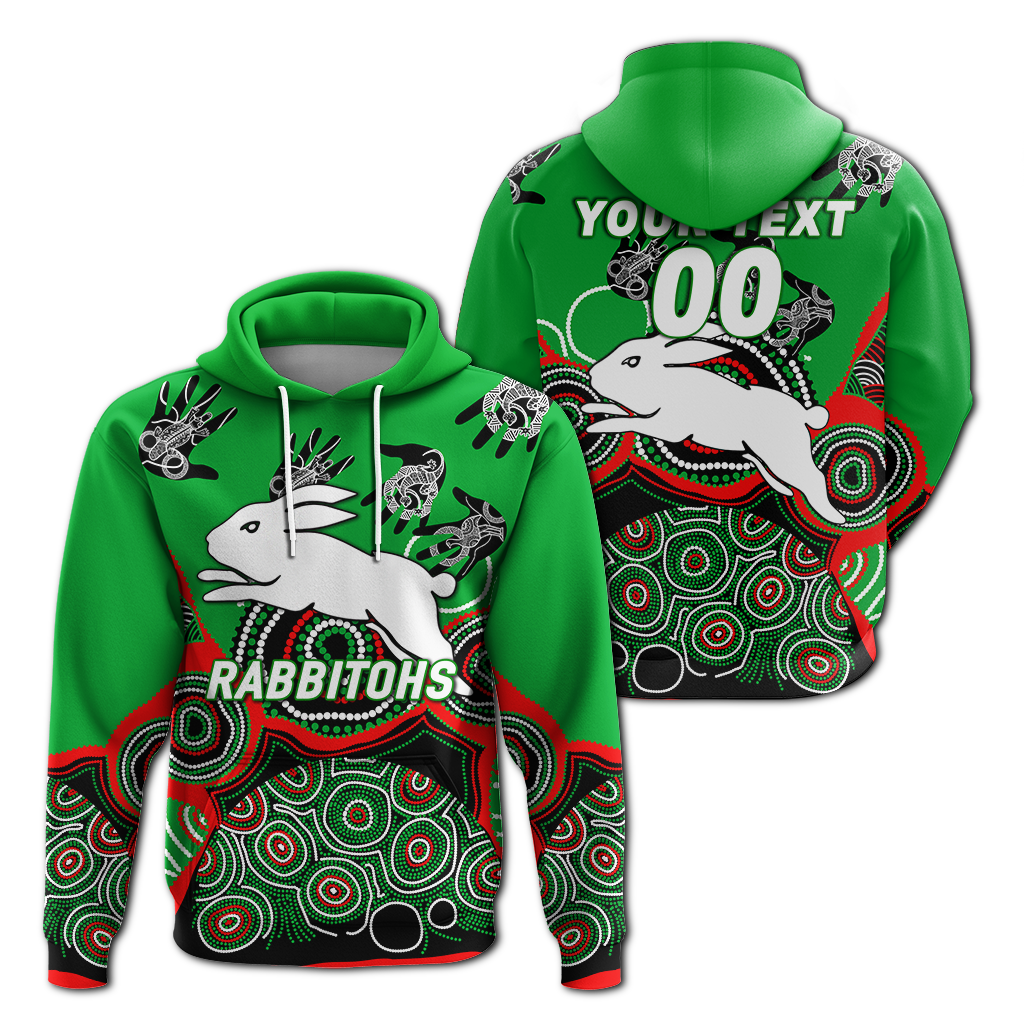 (Custom Personalised) Rabbitohs Rugby Aboriginal Art Hoodie - LT12
