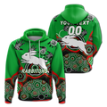(Custom Personalised) Rabbitohs Rugby Aboriginal Art Hoodie - LT12