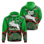 (Custom Personalised) Rabbitohs Rugby Aboriginal Art Hoodie - LT12