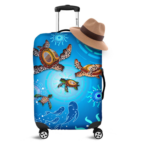 australian-aboriginal-luggage-covers-happy-turtle-family-version-blue