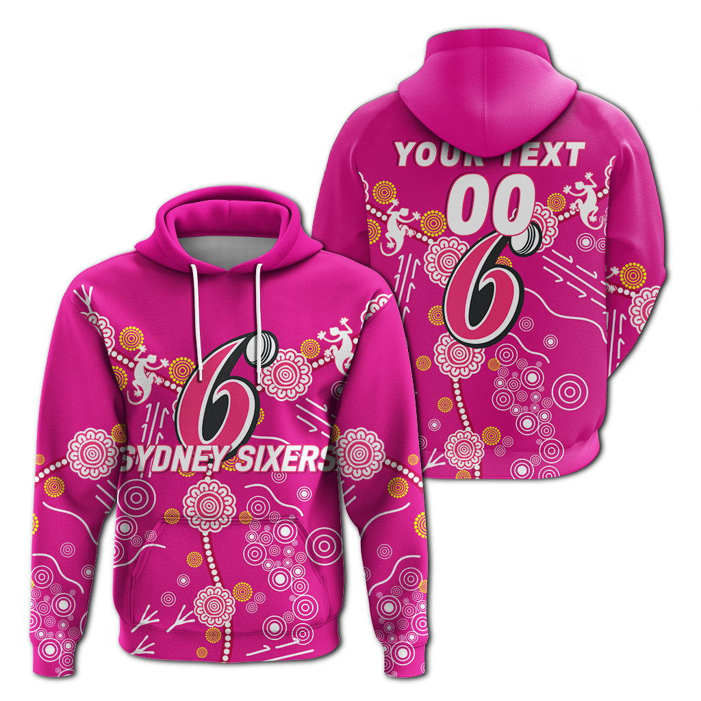 (Custom Personalised) Sydney Sixers Aboriginal Art Cricket 2022 Hoodie - LT12