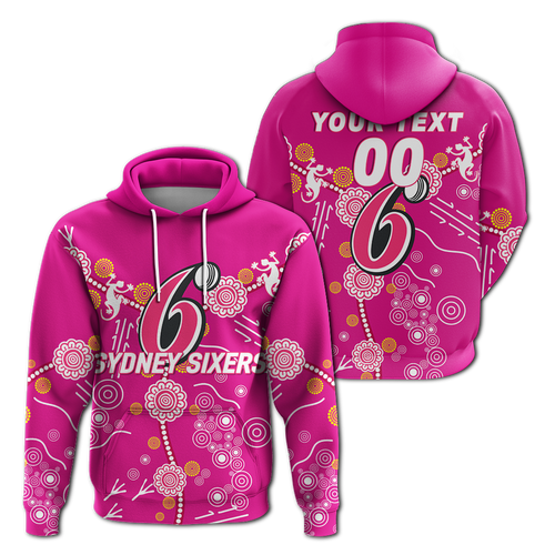 (Custom Personalised) Sydney Sixers Aboriginal Art Cricket 2022 Hoodie - LT12