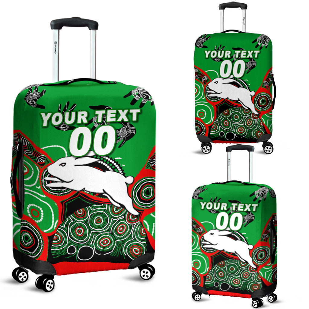 (Custom Personalised) Rabbitohs Rugby Aboriginal Art Luggage Covers - LT12