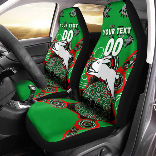 (Custom Personalised) Rabbitohs Rugby Aboriginal Art Car Seat Covers - LT12