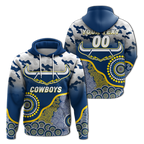 (Custom Personalised) Cowboys Rugby ANZAC Day Camouflage Indigenous Art Hoodie - LT12