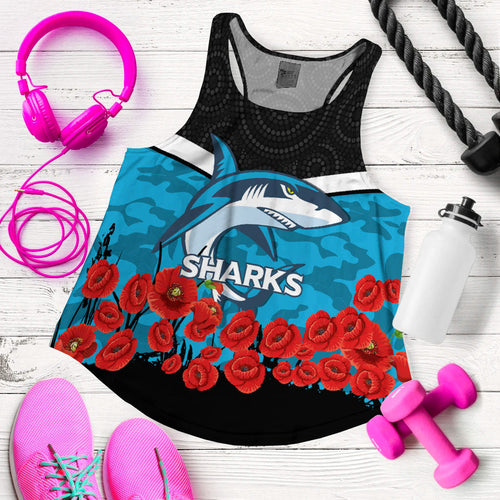 custom-personalised-cronulla-sutherland-sharks-anzac-day-indigenous-art-women-tank-top