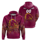 (Custom Personalised) Brisbane Broncos Rugby Indigenous Hoodie - LT12