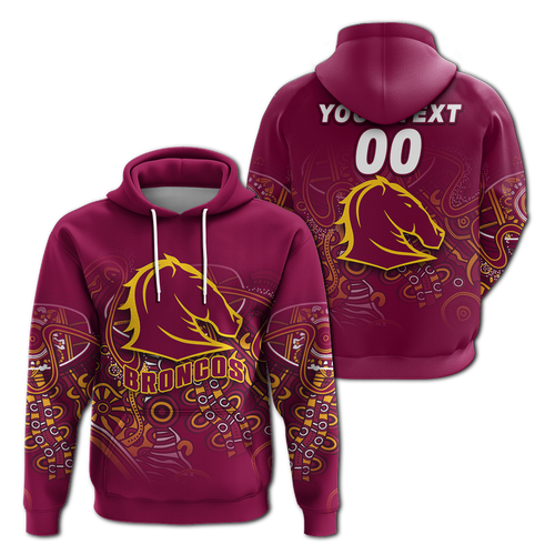 (Custom Personalised) Brisbane Broncos Rugby Indigenous Hoodie - LT12