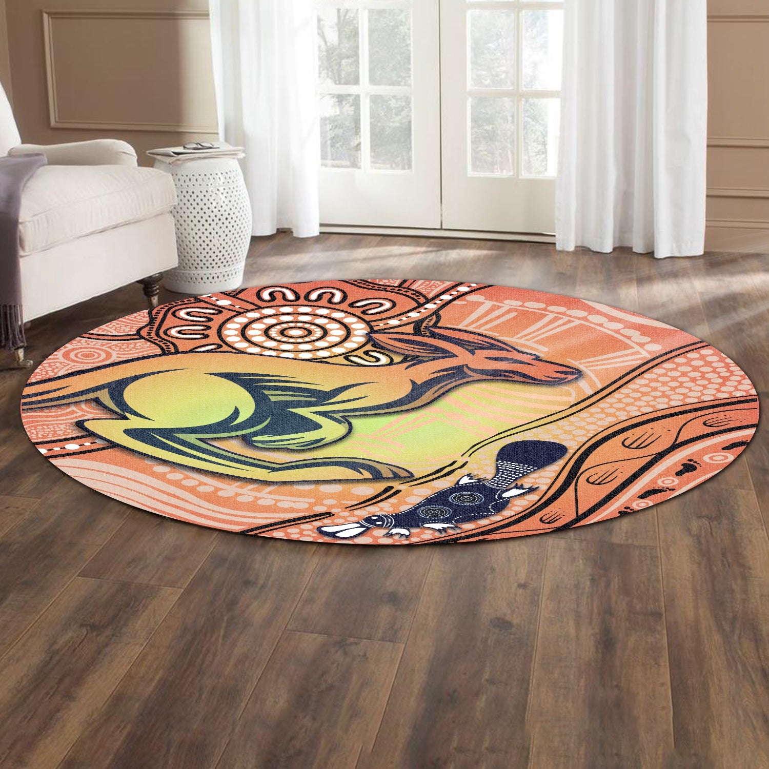 kangaroos-indigenous-round-carpet-beautiful-life