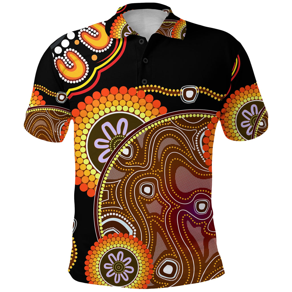 custom-personalised-aboriginal-polo-shirt-sun-rise-indigenous-vibes