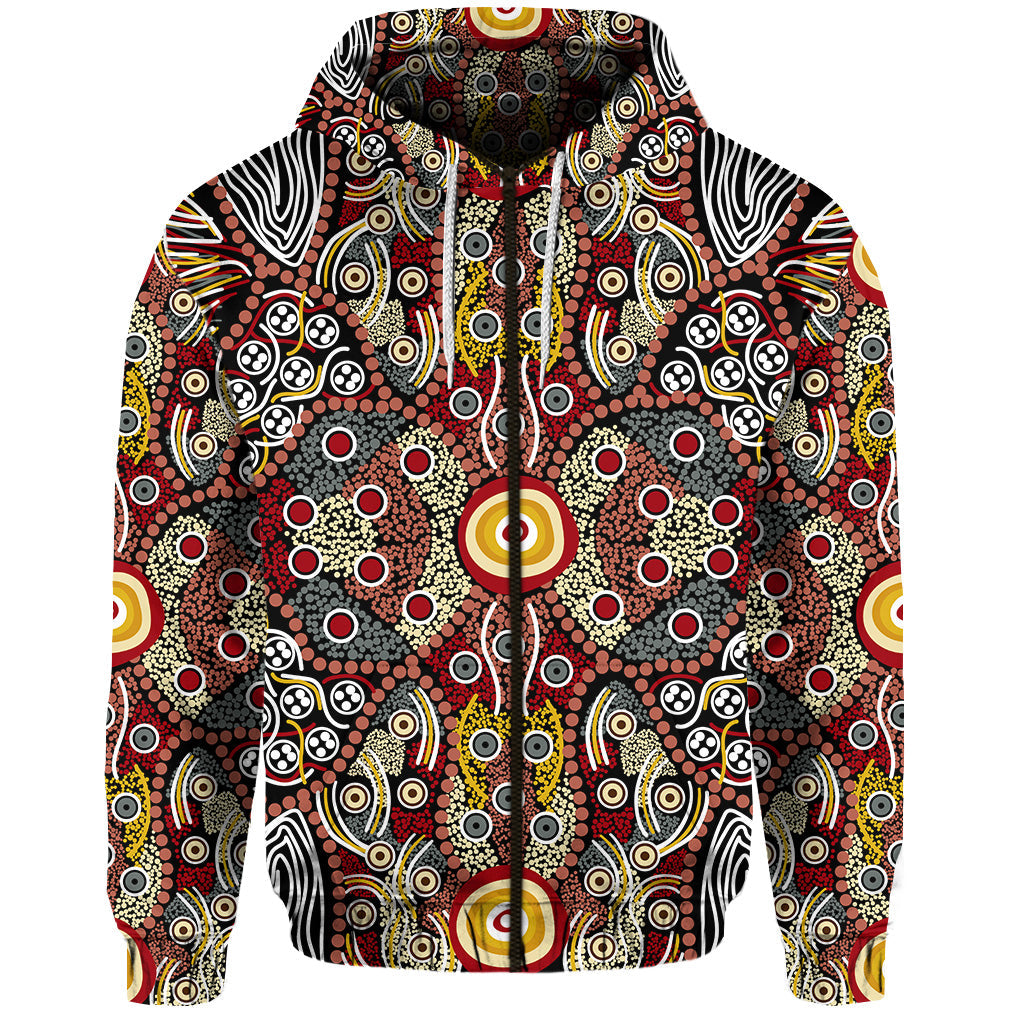 custom-personalised-aboriginal-art-dot-vibes-zip-hoodie-indigenous-no-1