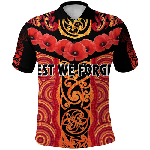 anzac-lest-we-forget-poppy-polo-shirt-new-zealand-maori-silver-fern-australia-aboriginal