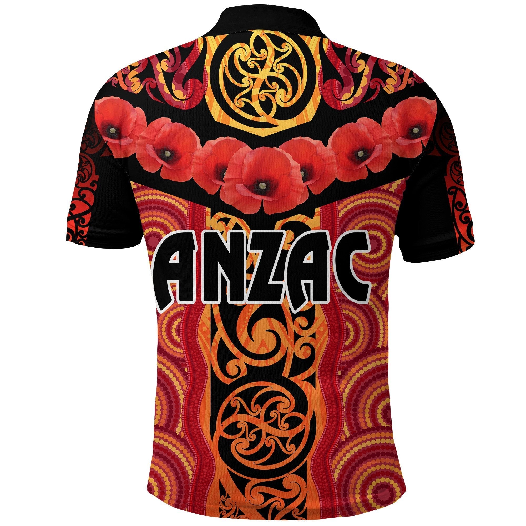 anzac-lest-we-forget-poppy-polo-shirt-new-zealand-maori-silver-fern-australia-aboriginal