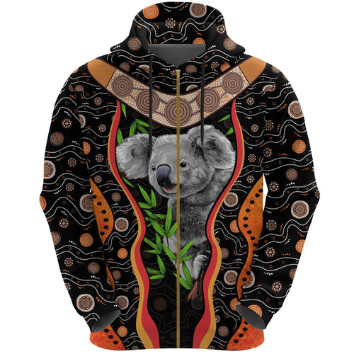aboriginal-zip-up-hoodie-koala-boomerang-patterns-sun-dot-painting
