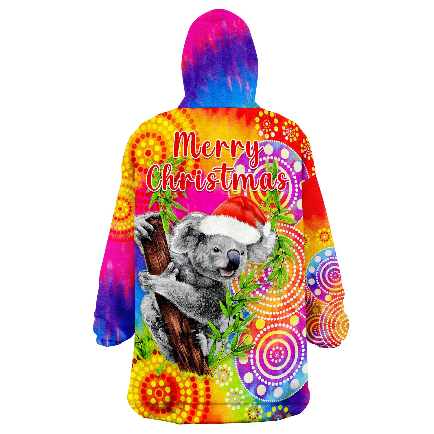 australia-koala-aboriginal-rainbow-tie-dye-merry-christmas-wearable-blanket-hoodie