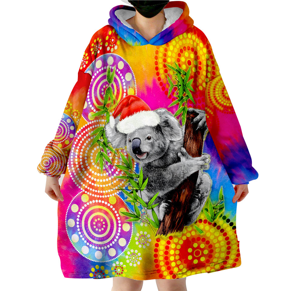 australia-koala-aboriginal-rainbow-tie-dye-merry-christmas-wearable-blanket-hoodie