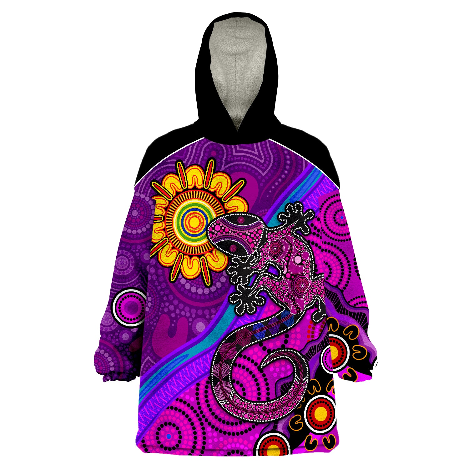 australia-lizard-and-sun-aboriginal-art-purple-wearable-blanket-hoodie