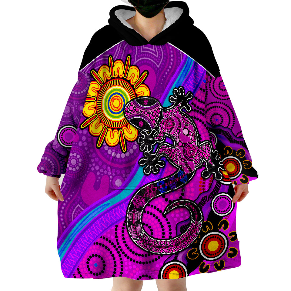 australia-lizard-and-sun-aboriginal-art-purple-wearable-blanket-hoodie