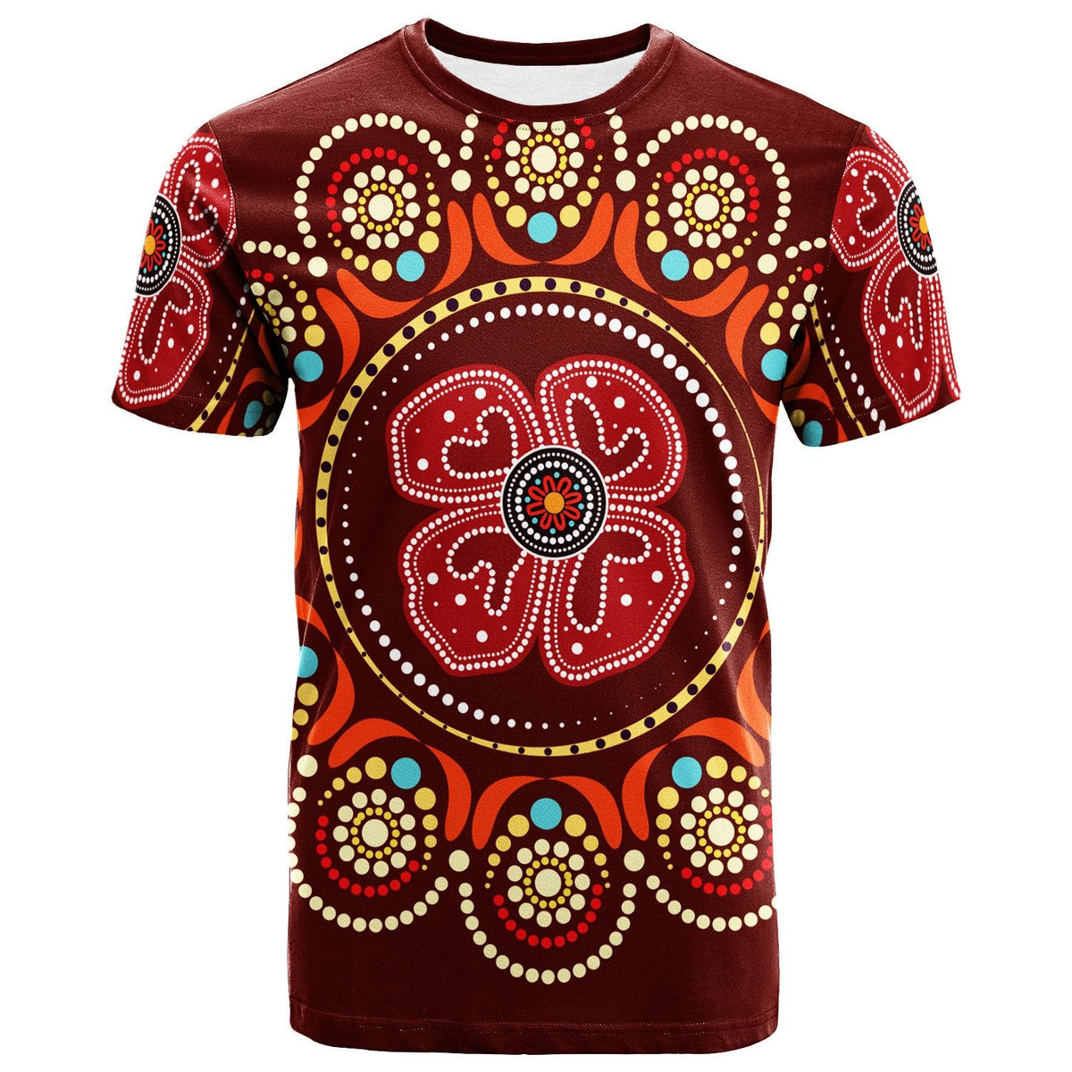 t-shirt-aboriginal-dot-art-painting-with-red-poppy-flower
