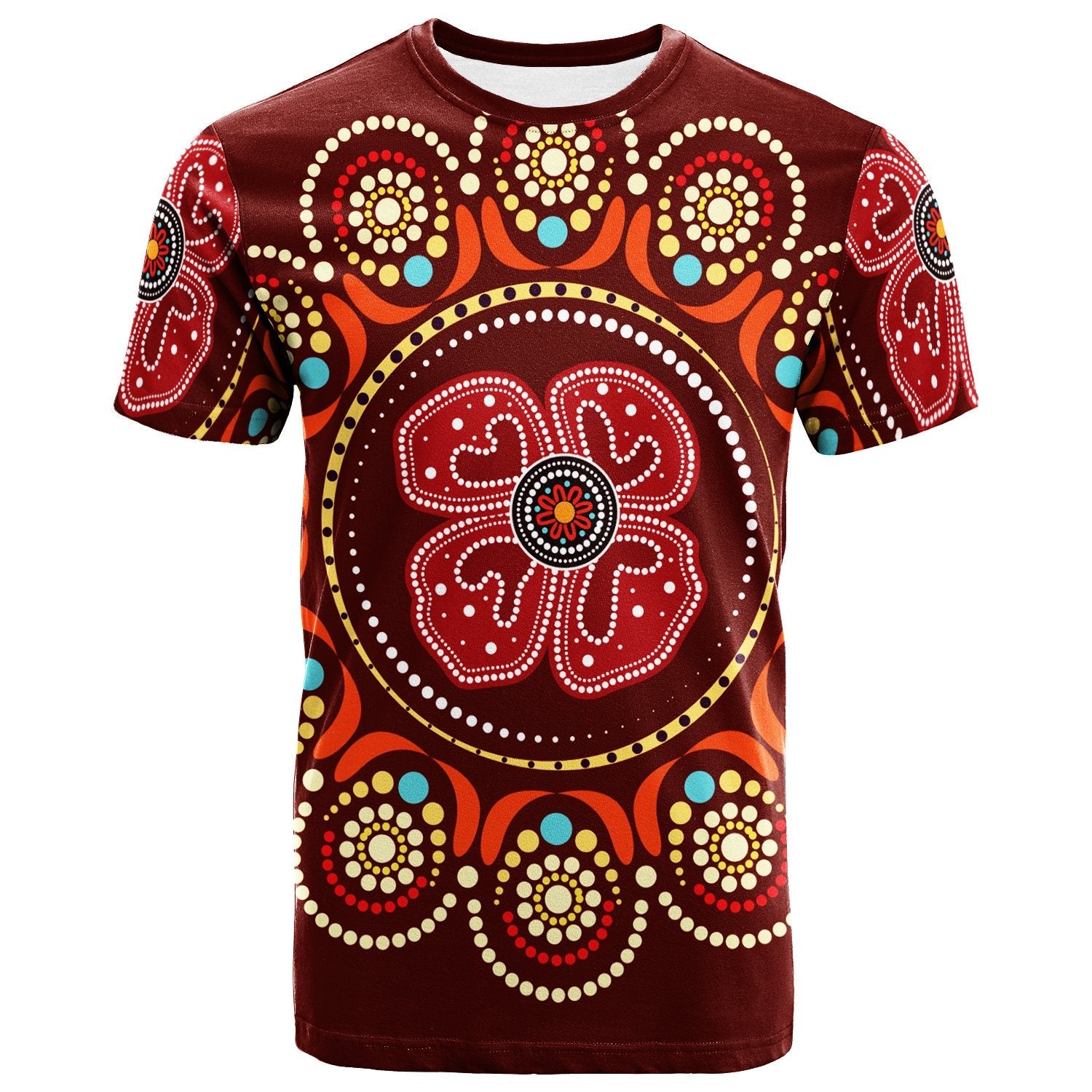 t-shirt-aboriginal-dot-art-painting-with-red-poppy-flower