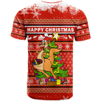 Australia Christmas Kangaroo Aboriginal Pattern T Shirt - LT2