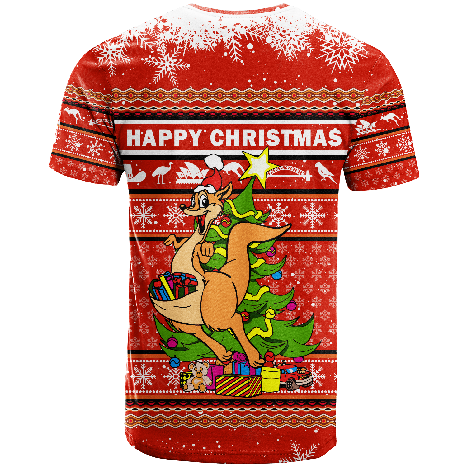 Australia Christmas Kangaroo Aboriginal Pattern T Shirt - LT2