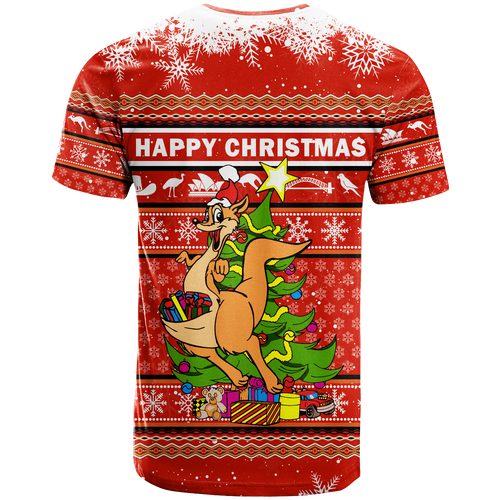 Australia Christmas Kangaroo Aboriginal Pattern T Shirt - LT2
