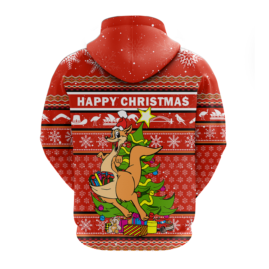 Australia Christmas Kangaroo Aboriginal Pattern Hoodie - LT2