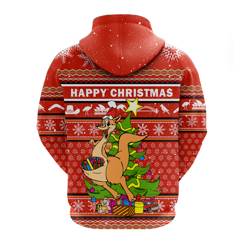 Australia Christmas Kangaroo Aboriginal Pattern Hoodie - LT2