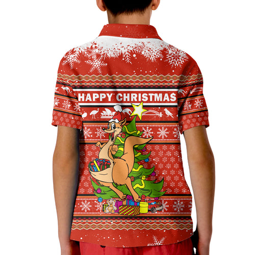 Australia Christmas Kangaroo Aboriginal Pattern Polo Shirt - LT2