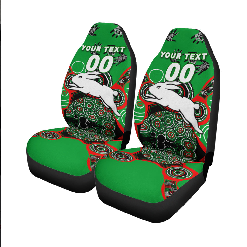 (Custom Personalised) Rabbitohs Rugby Aboriginal Art Car Seat Covers - LT12