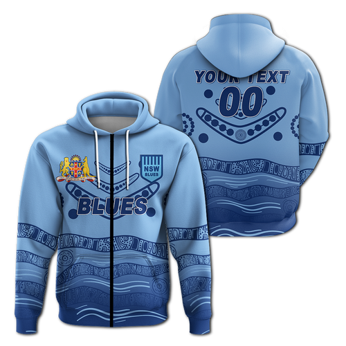 (Custom Personalised) New South Wales Blues Aboriginal  Indigenous Hoodie - LT12