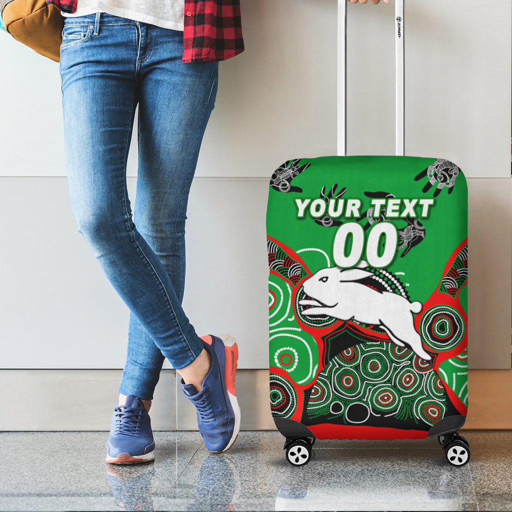 (Custom Personalised) Rabbitohs Rugby Aboriginal Art Luggage Covers - LT12