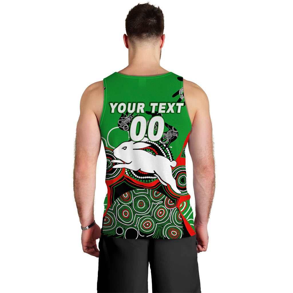 (Custom Personalised) Rabbitohs Rugby Aboriginal Art Men Tank Top - LT12
