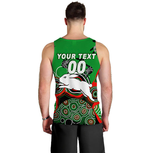 (Custom Personalised) Rabbitohs Rugby Aboriginal Art Men Tank Top - LT12