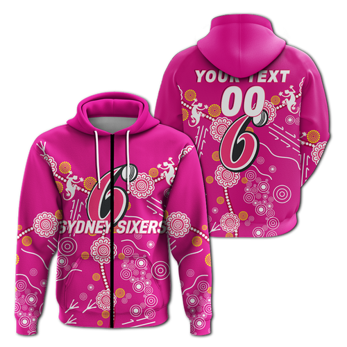 (Custom Personalised) Sydney Sixers Aboriginal Art Cricket 2022 Hoodie - LT12