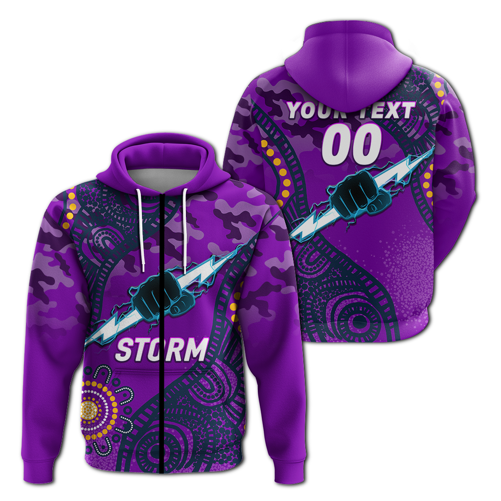 (Custom Personalised) Storm Rugby ANZAC Day Camouflage Indigenous Art Hoodie - LT12