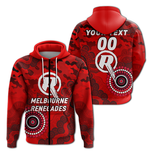 (Custom Personalised) Melbourne Renegades ANZAC Day Aboriginal Hoodie - LT12