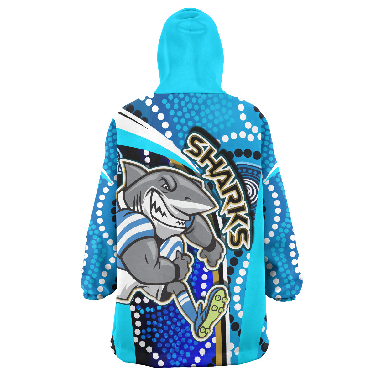 sharks-rugby-snug-hoodie-custom-sharks-with-rugby-ball-and-aboriginal-dot-design-blue-background-oodie-blanket