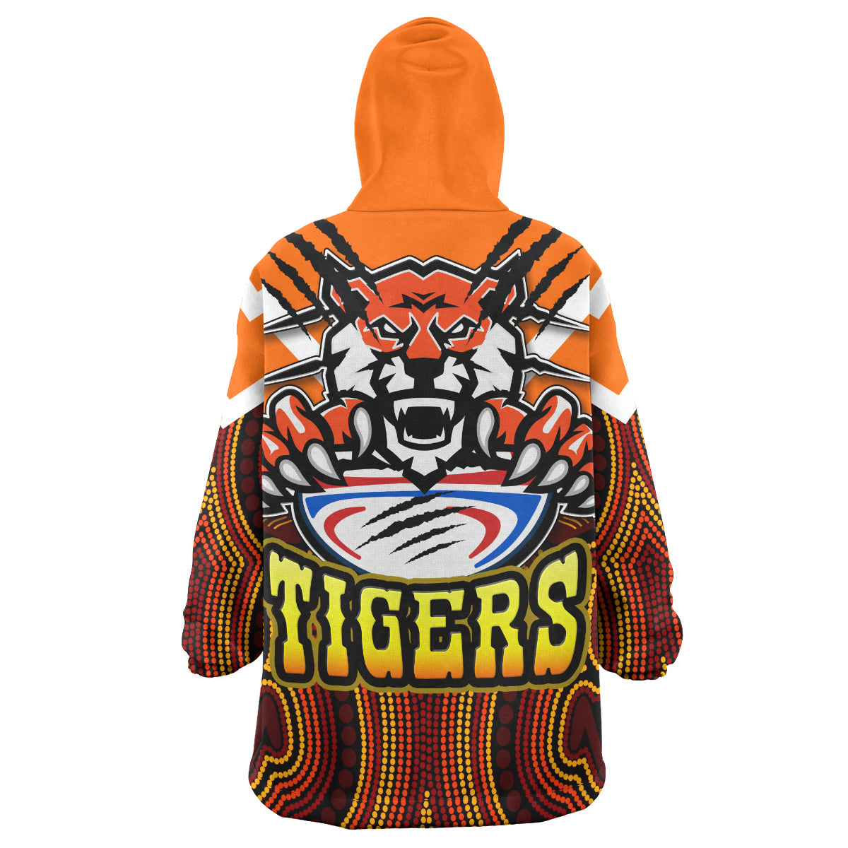 tigers-rugby-snug-hoodie-custom-tiger-rugby-holding-ball-aboriginal-style-pattern-oodie-blanket
