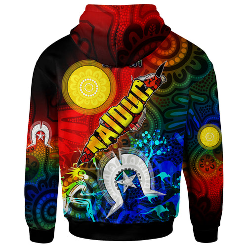 australia-naidoc-week-2023-hoodie-custom-naidoc-week-2023-aboriginal-inspired-dot-art-painting-with-hunting-get-up-stand-up-show-up-hoodie