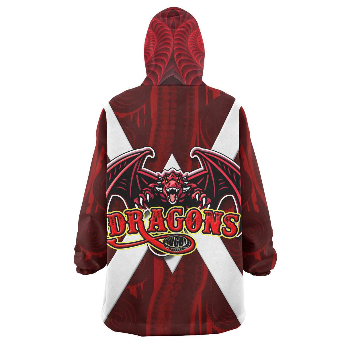 st-george-rugby-snug-hoodie-custom-dragons-with-rugby-ball-aboriginal-patterns-oodie-blanket